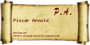Piszár Arnold névjegykártya